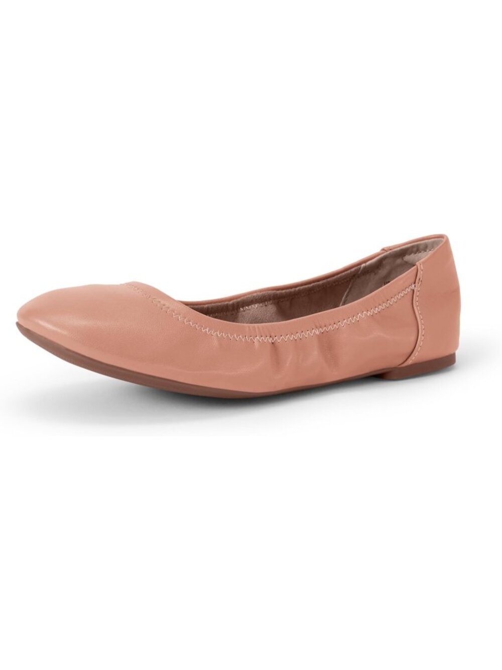 Women's Light Camel Faux Leather Synthetic Comfortable Slip-On Ballet Flat Shoes